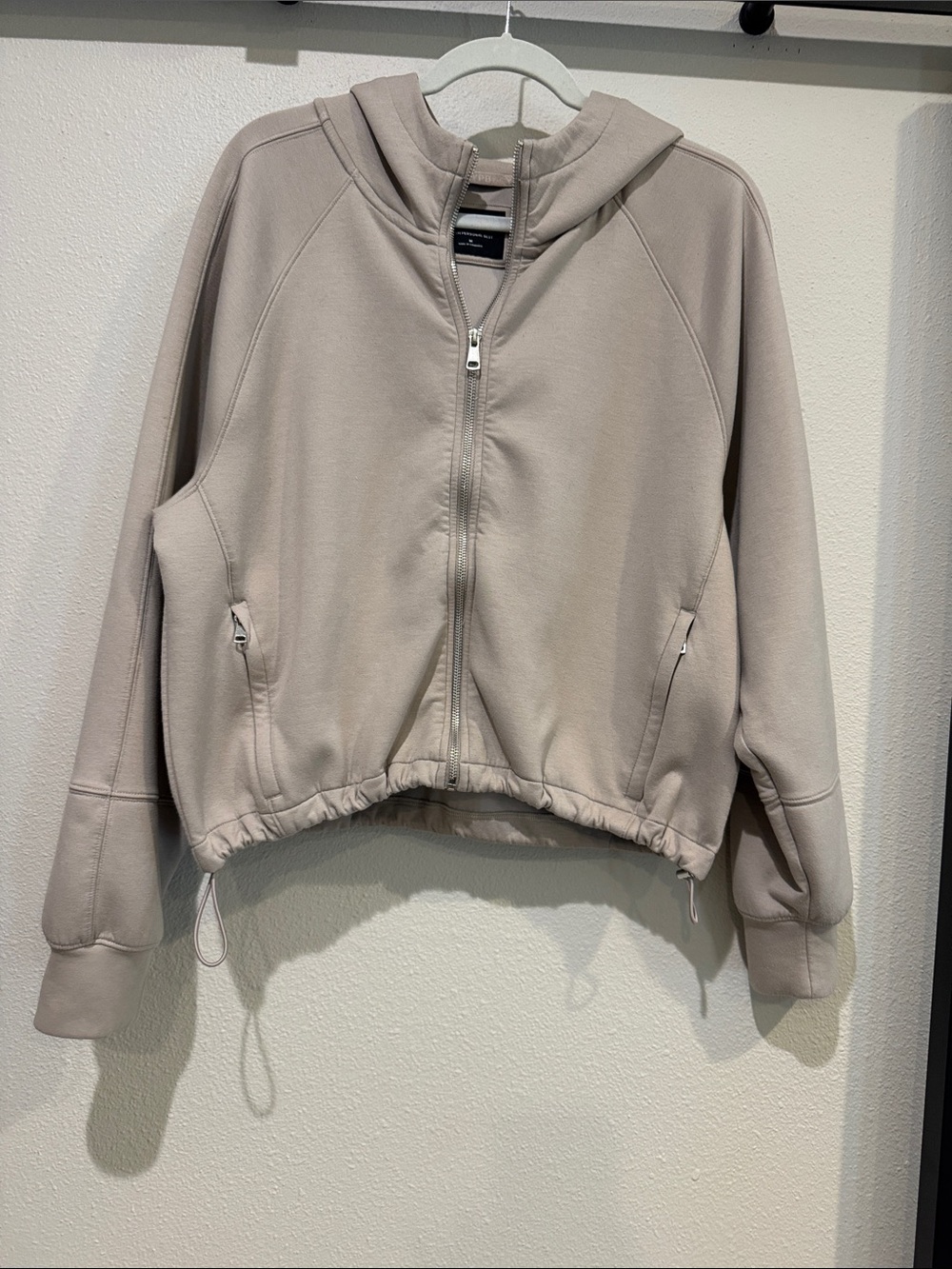Abercrombie YPB Women's Zip-Front Hooded Sweatshirt in Taupe